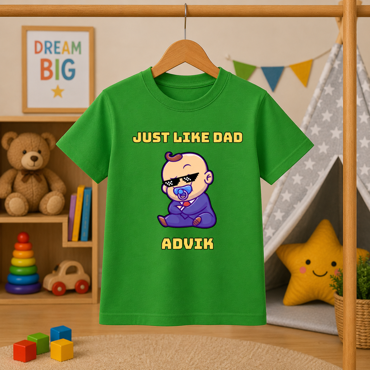 Just Like Dad Custom Kids Name Tee