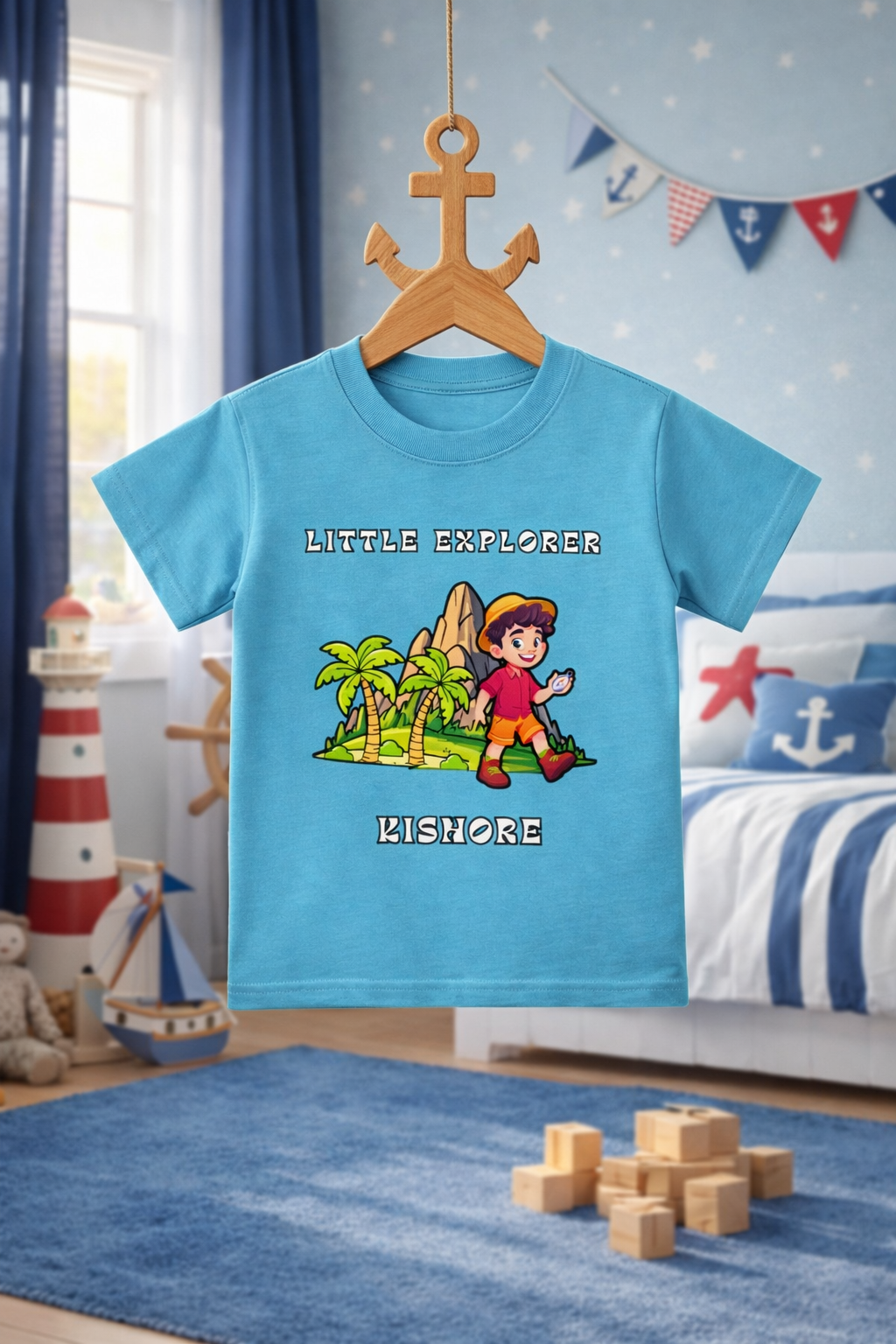 Little Explorer Custom Kids Name Tee for Boys