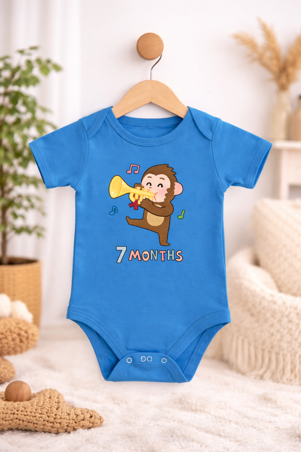 Little Music Monkey – 7 Month Baby Milestone Romper