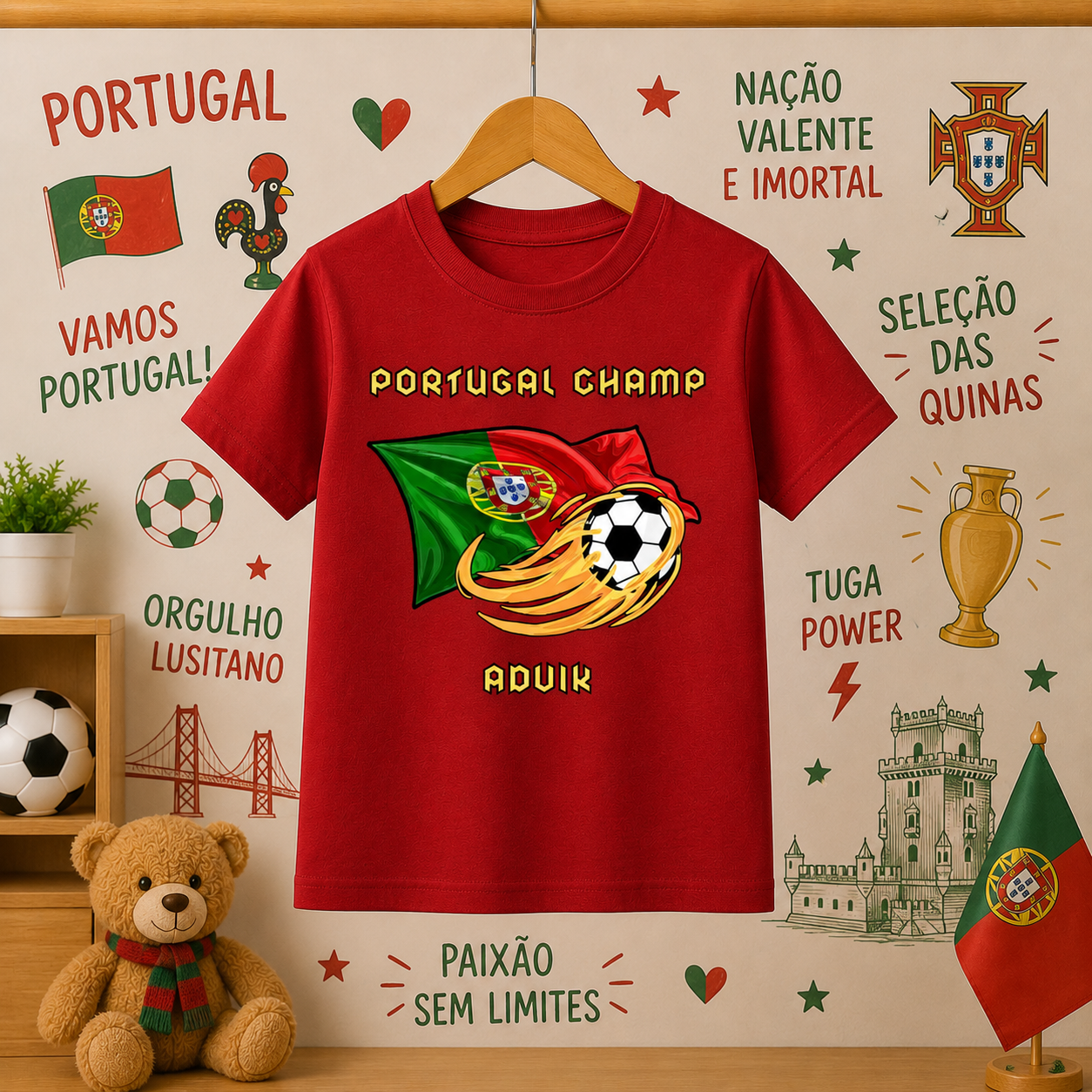 Portugal Champ Custom Kids Name Tee