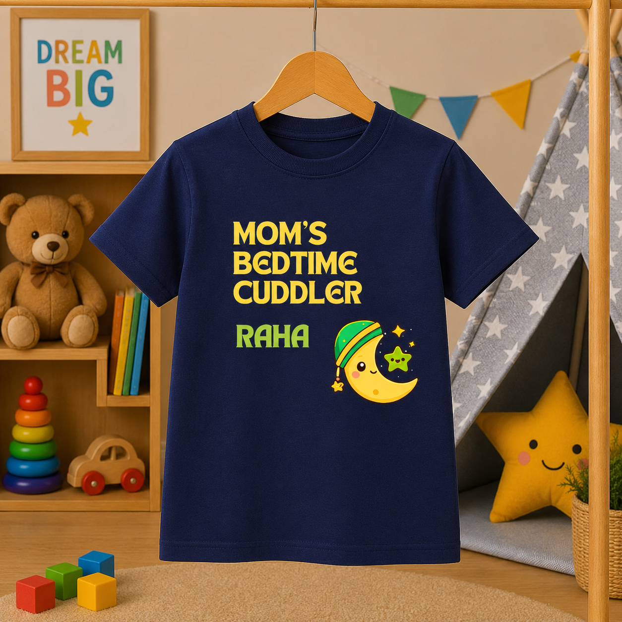 Mom's Bedtime Cuddler Custom Kids Name Tee