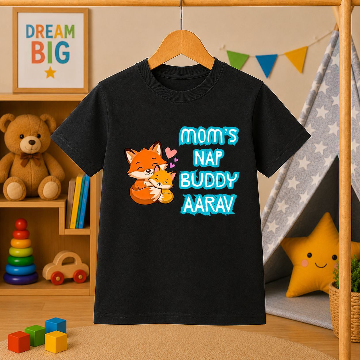 Mom's Nap Buddy Custom Kids Name Tee