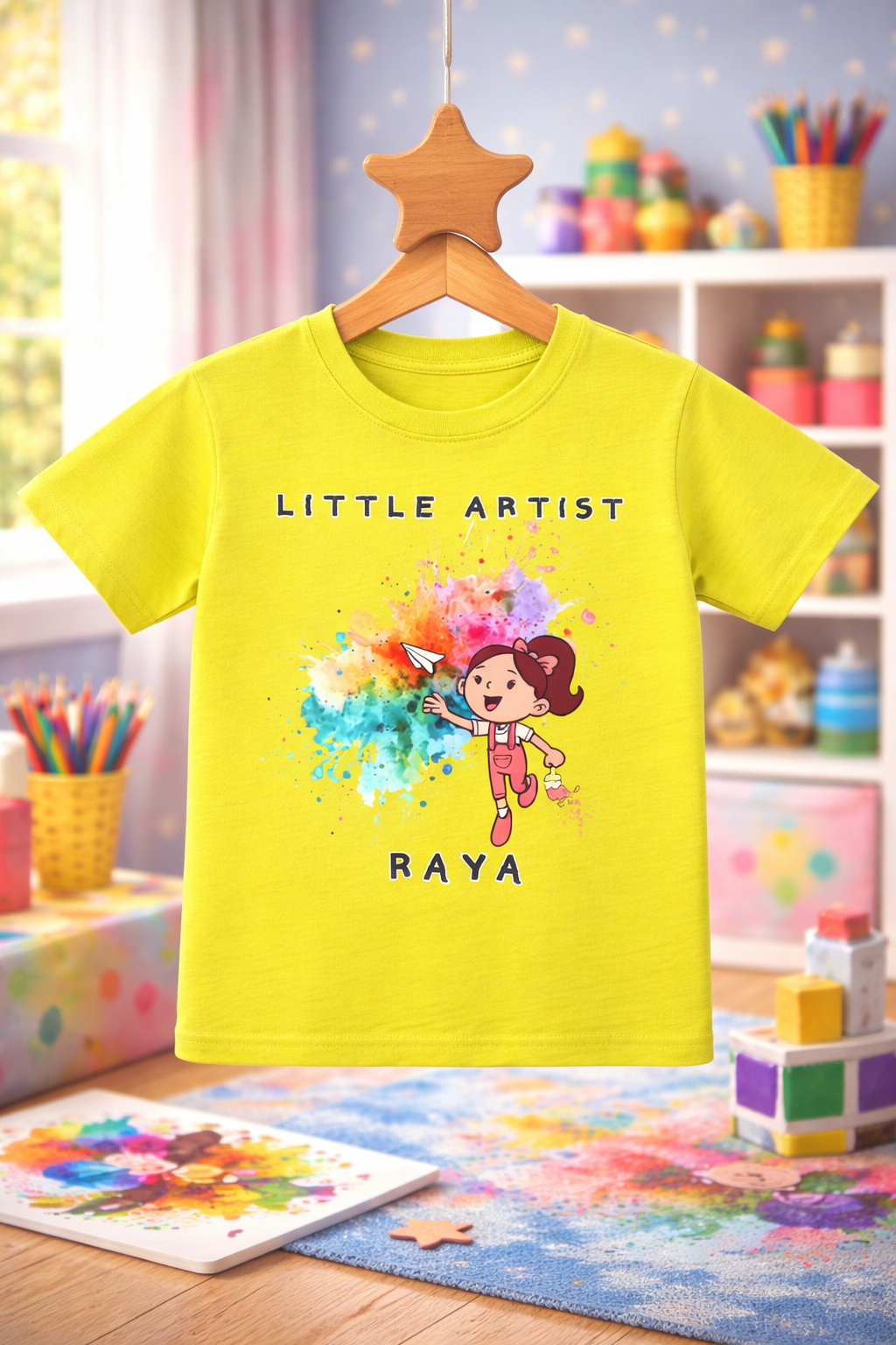 Little Artist Custom Kids Name Tee for Girls