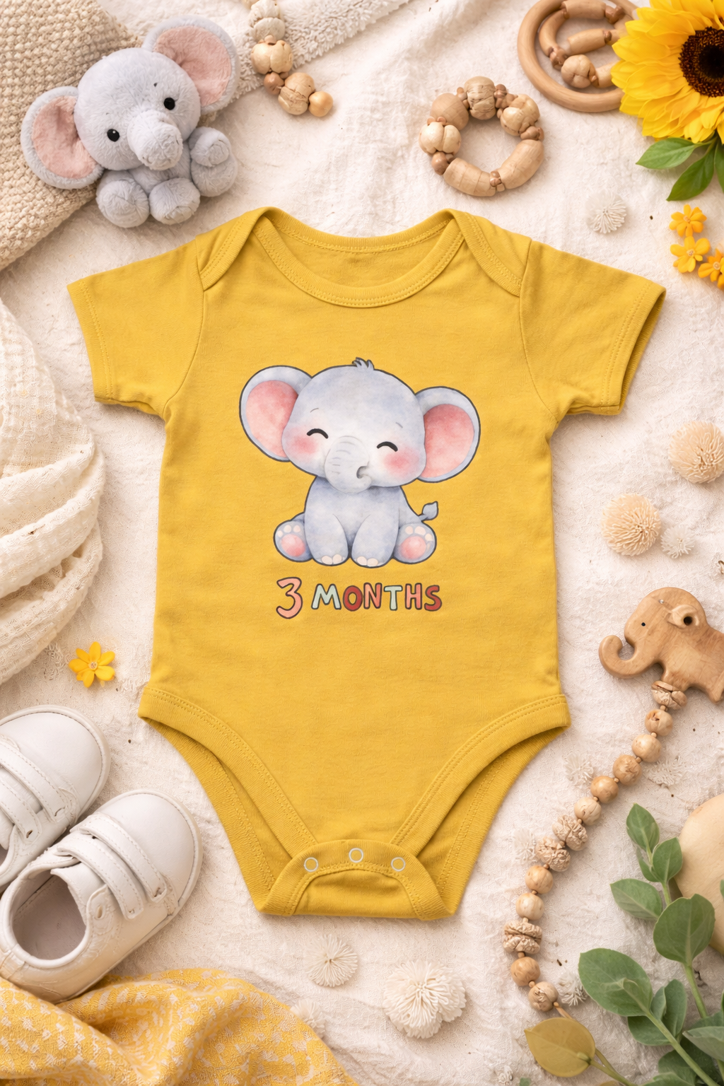Little Elephant – 3 Month Baby Milestone Romper