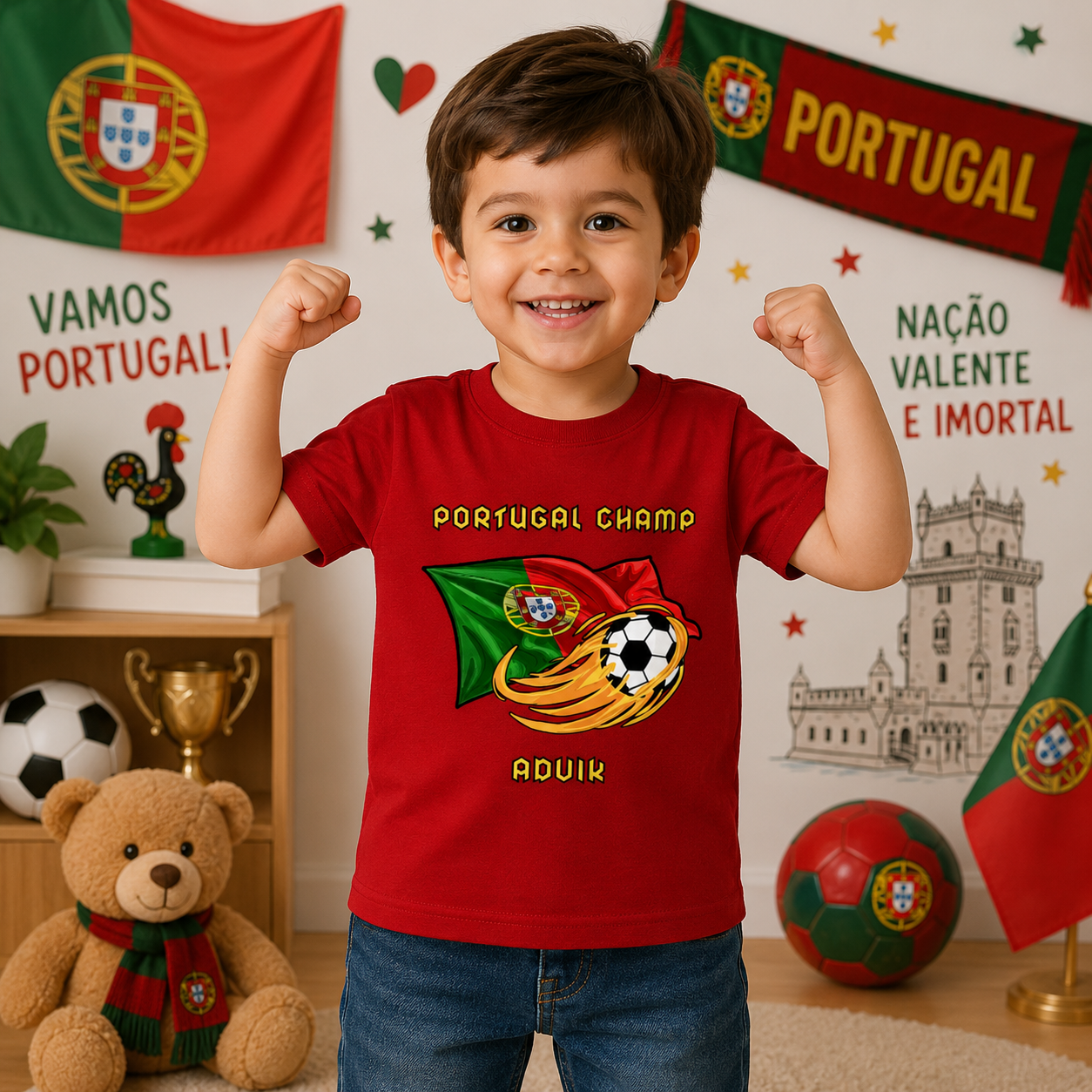 Portugal Champ Custom Kids Name Tee