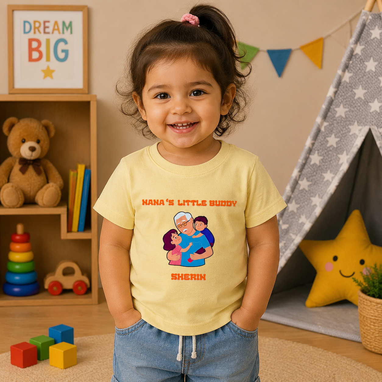 Nana's Little Buddy Custom Kids Name Tee