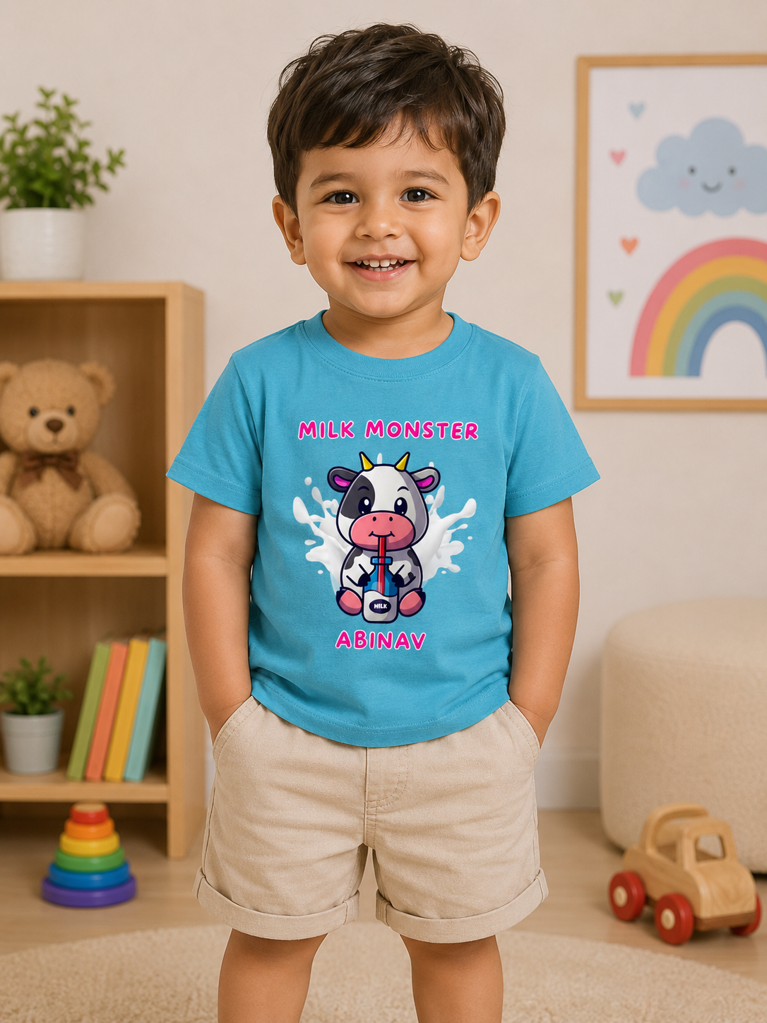 Milk Monster Custom Kids Name Tee New