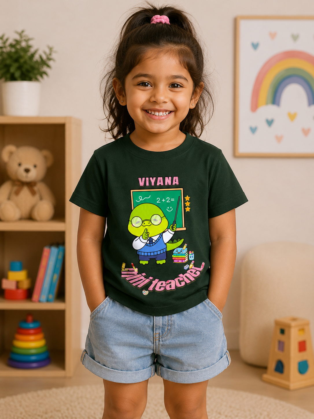 Mini Teacher Custom Kids Name Tee