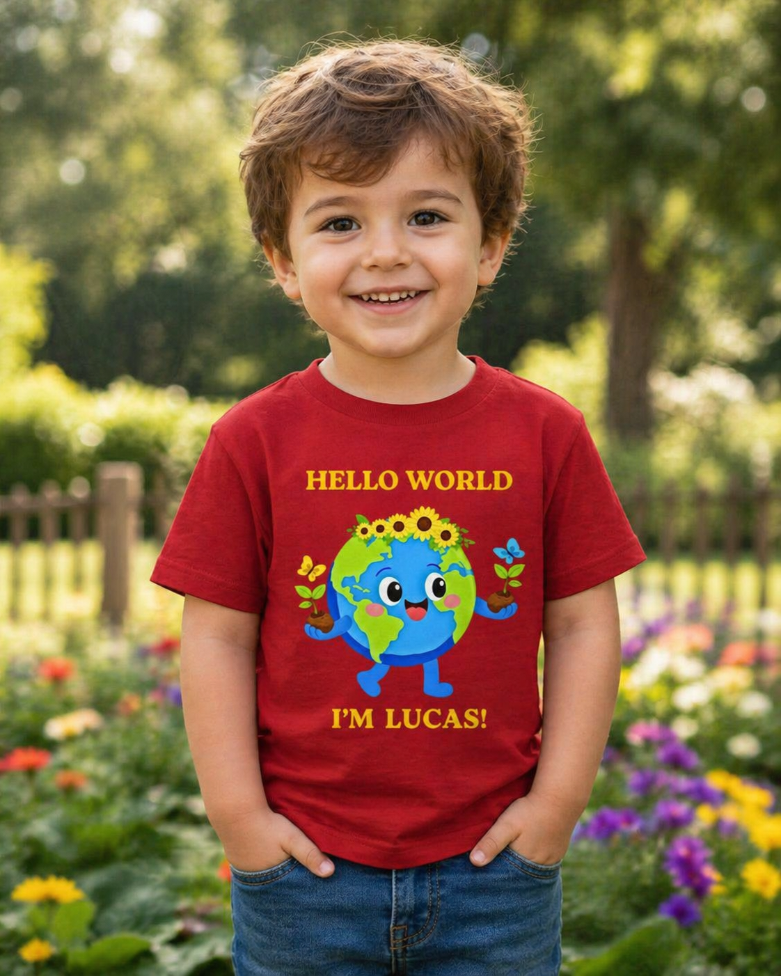 Hello World Custom Kids Name Tee