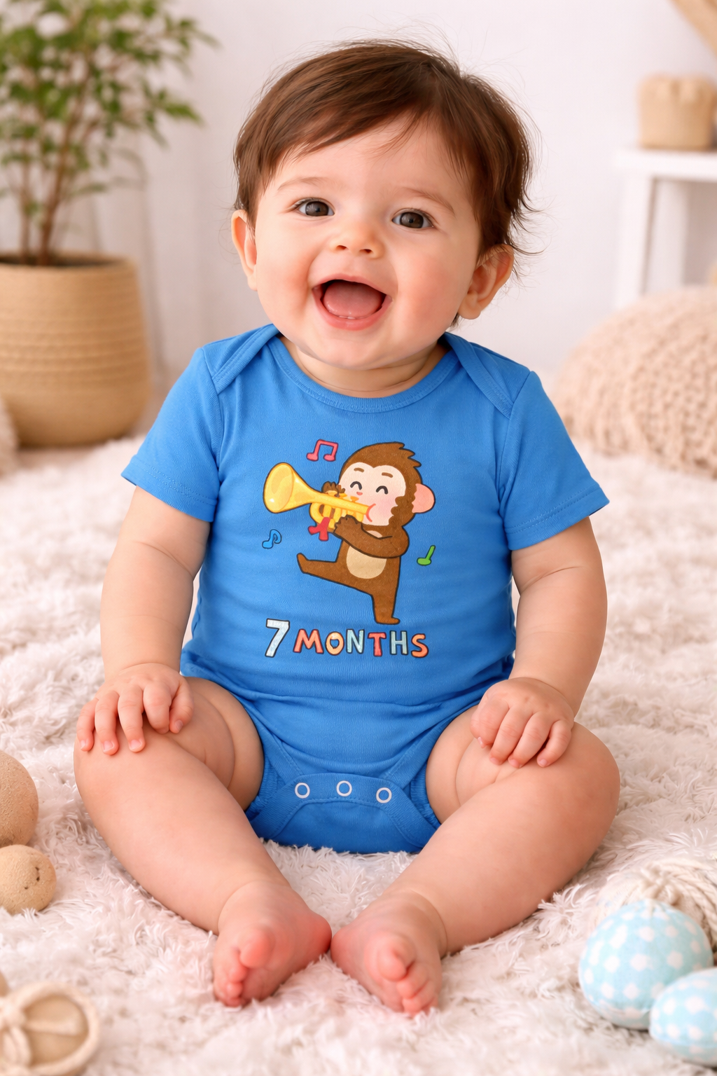 Little Music Monkey – 7 Month Baby Milestone Romper