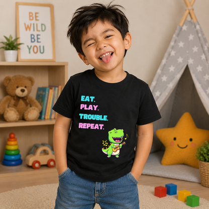 Eat Play Trouble Repeat Kids Tee