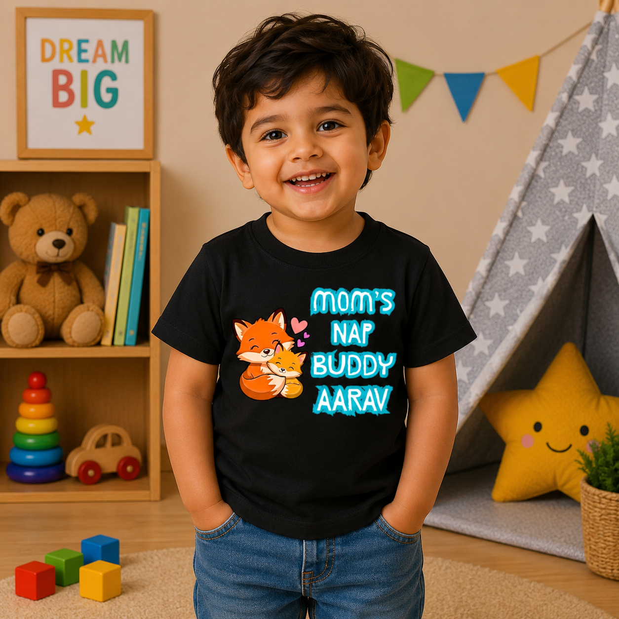 Mom's Nap Buddy Custom Kids Name Tee