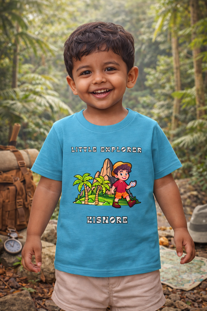 Little Explorer Custom Kids Name Tee for Boys