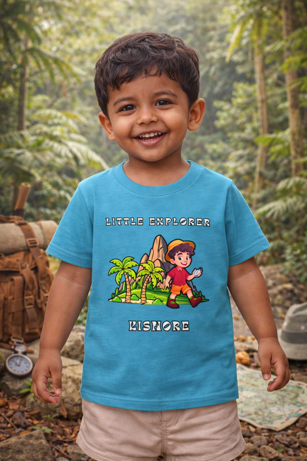 Little Explorer Custom Kids Name Tee for Boys