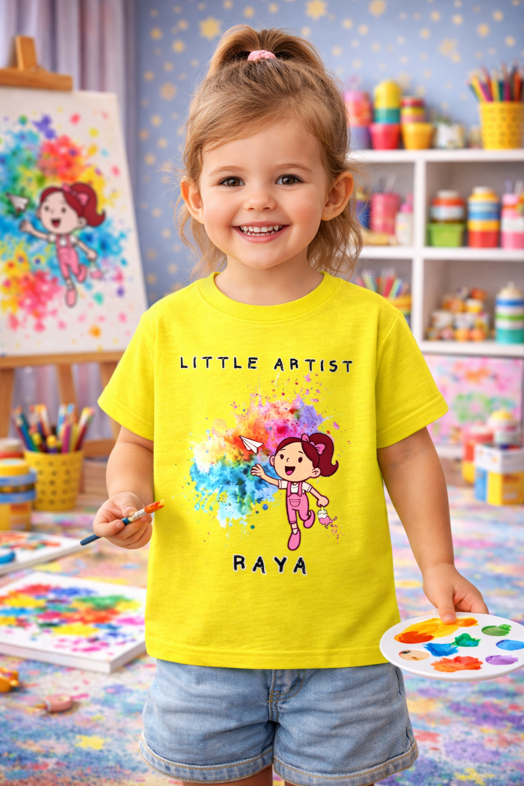 Little Artist Custom Kids Name Tee for Girls