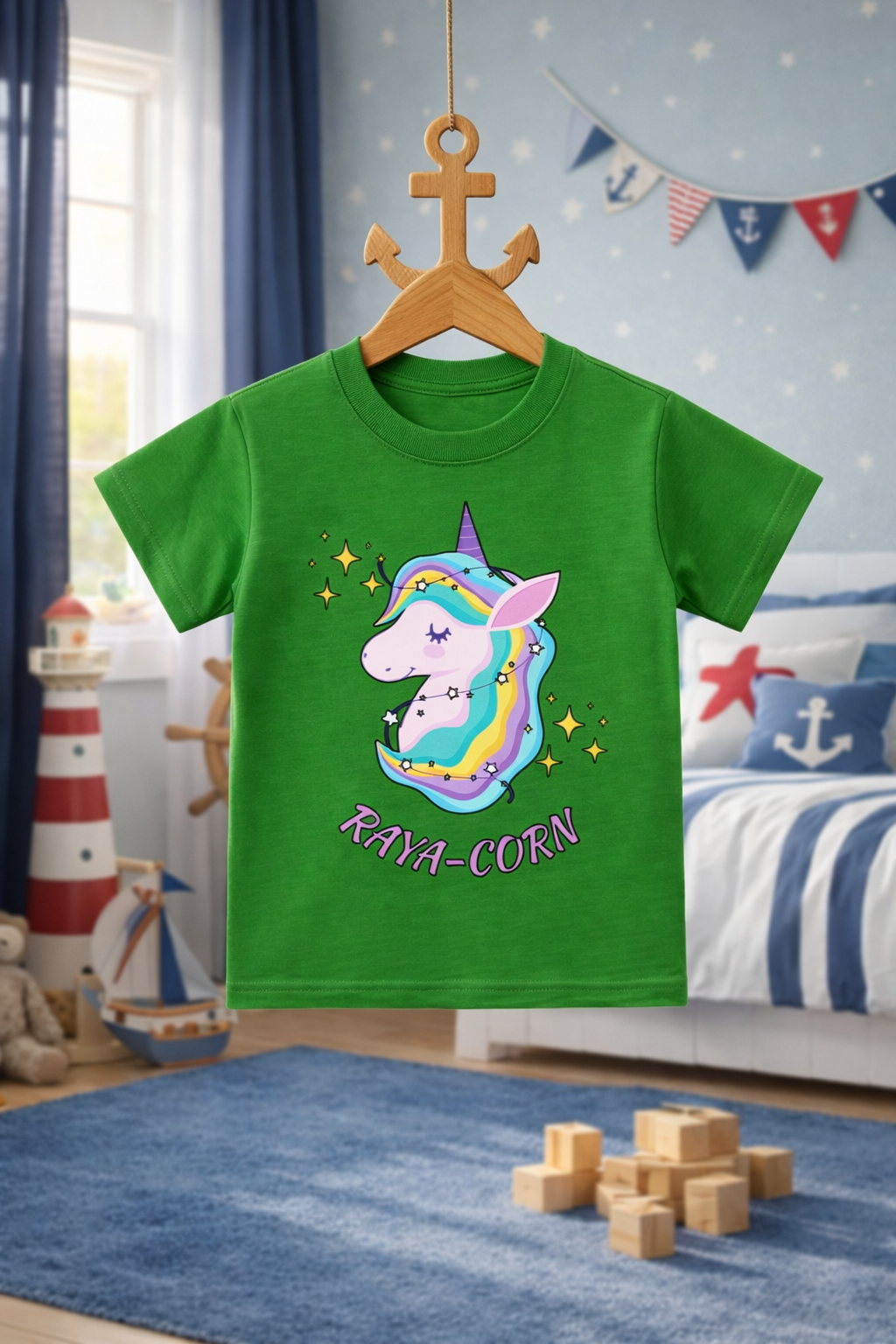 Cute Unicorn Custom Kids Name Tee