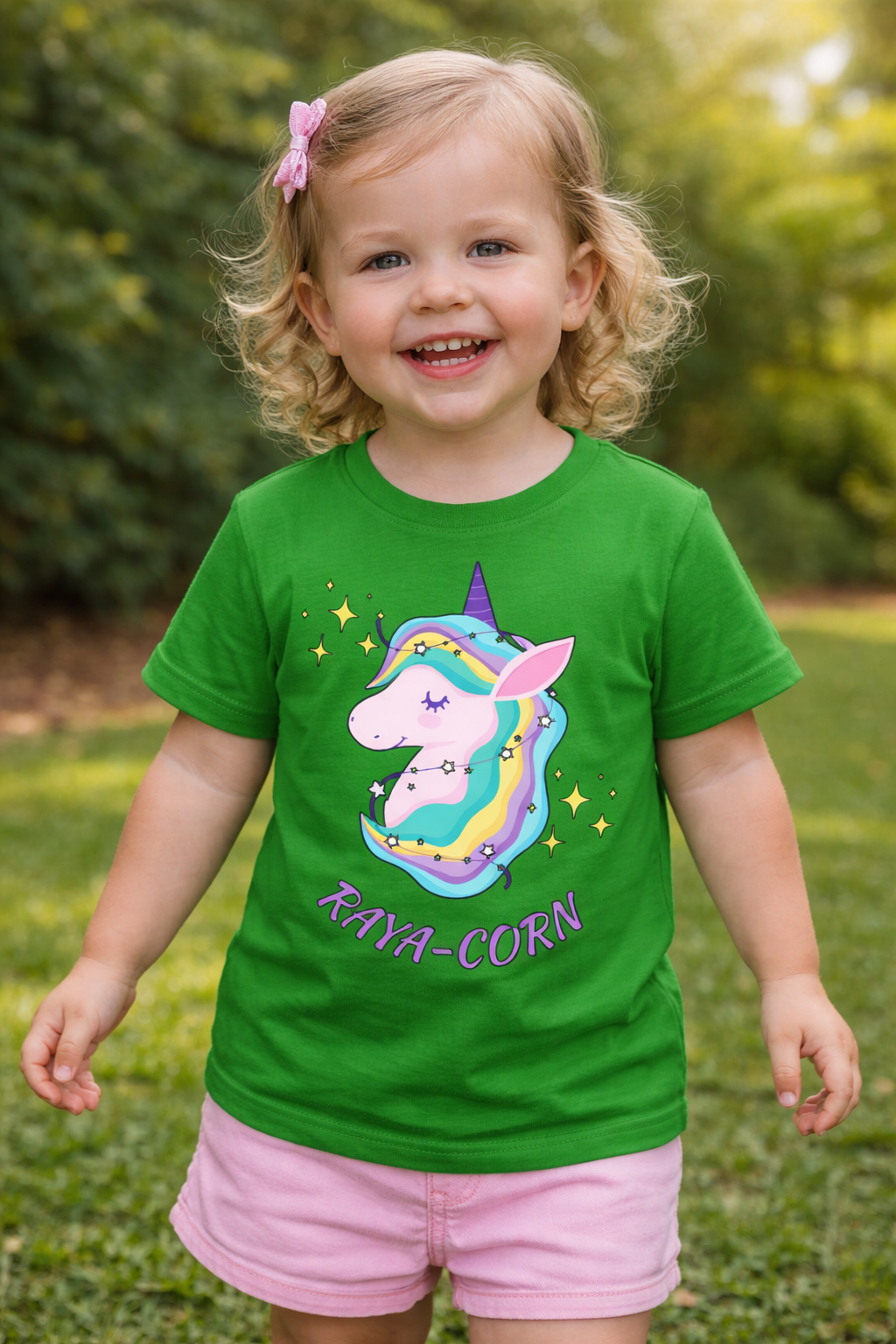Cute Unicorn Custom Kids Name Tee