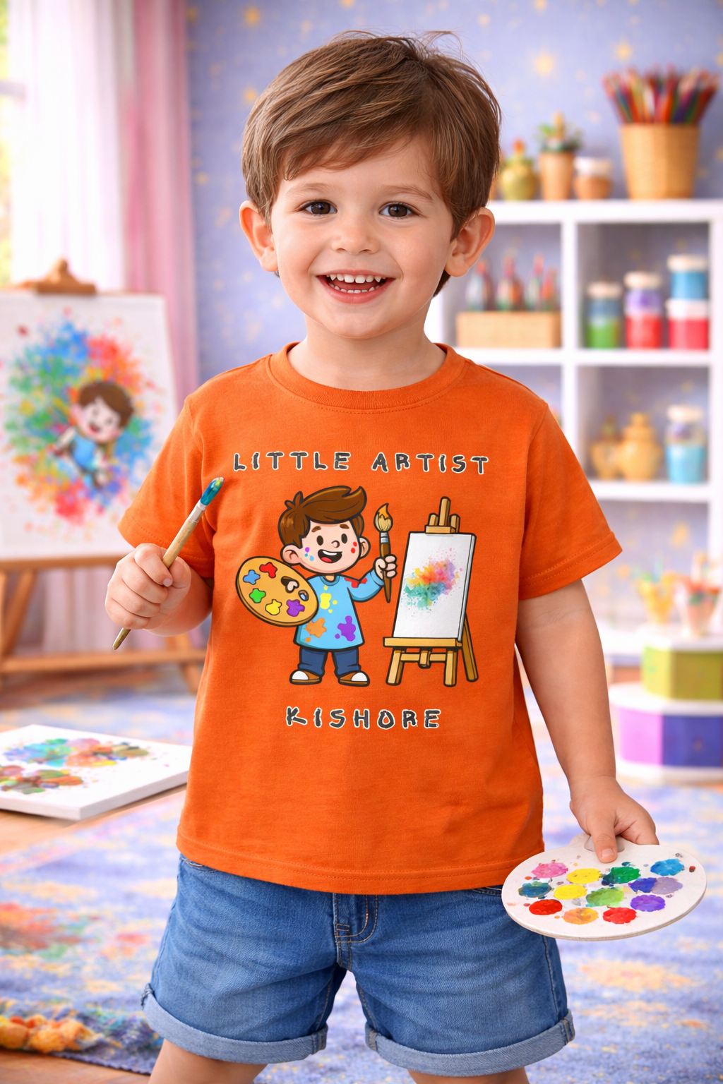 Little Artist Custom Kids Name Tee for Boys